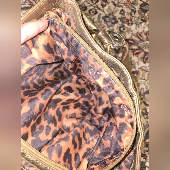B. Makowsky Gold and Snakeskin Shoulder Bag